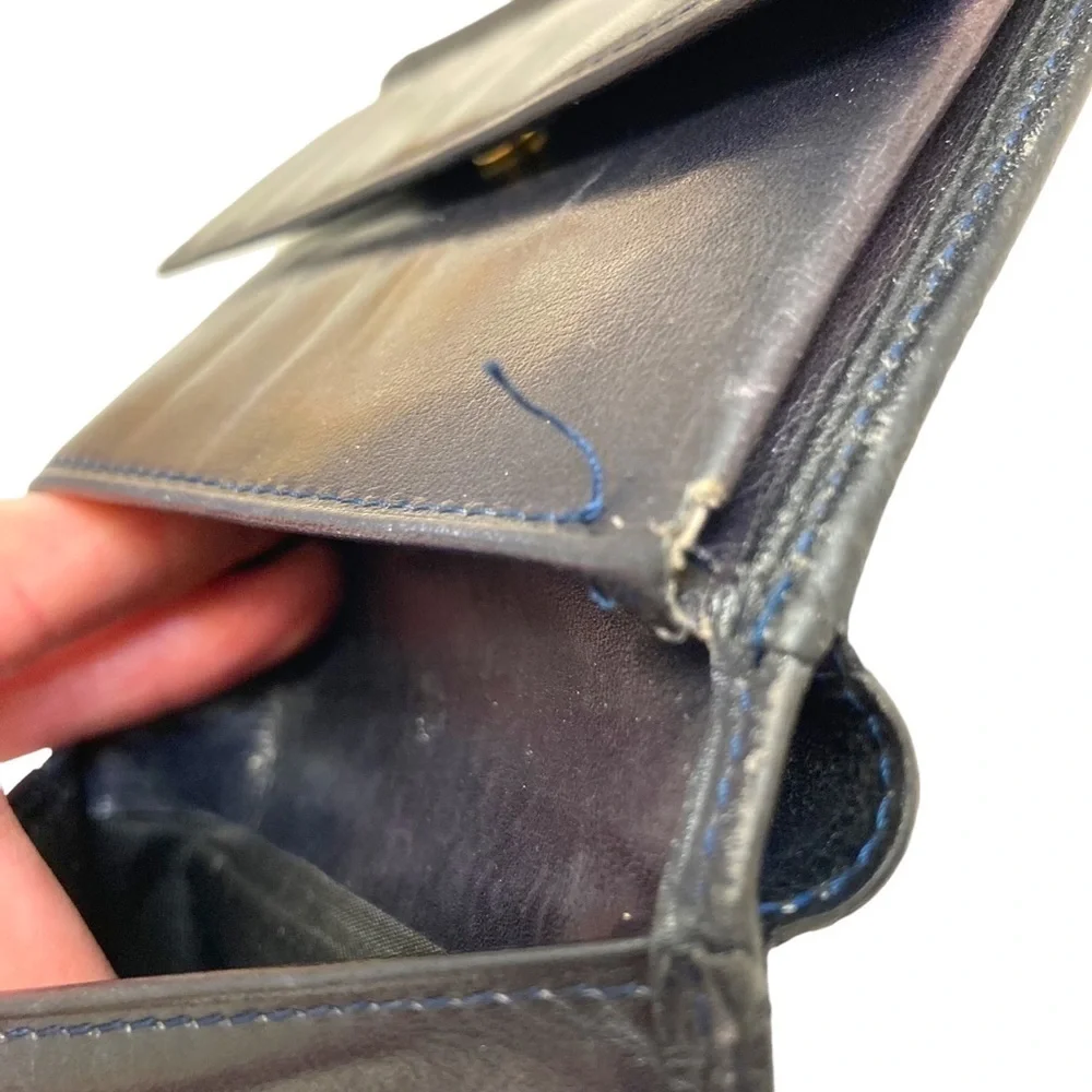 Loewe black blue leather wallet unisex